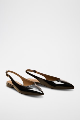 Ballerine con tacco in pelle verniciata Séraphine - Nero