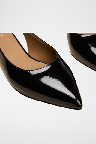 Ballerine con tacco in pelle verniciata Séraphine - Nero
