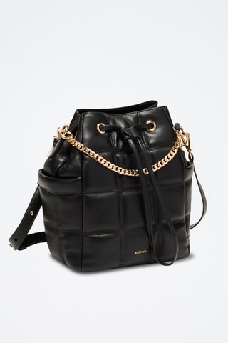 Borsa a secchiello in pelle di montone Ninon - Nero