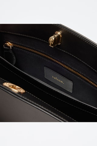 Borsa a tracolla in pelle di vitello Suzon - Nero
