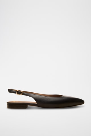 Ballerine con tacco in pelle Séraphine - Nero