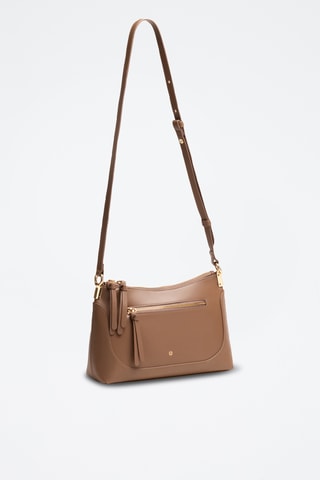 Borsa a tracolla in pelle di vitello Denise - Taupe