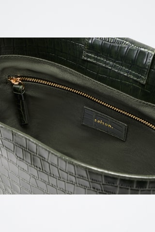 Borsa a secchiello in pelle Luz - Verde scuro