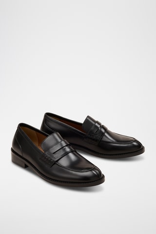 Mocassini con tacco in pelle Gita - Nero