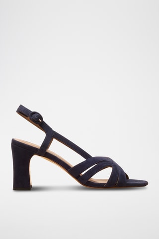 Sandali con tacco in pelle scamosciata Madeleine - Navy