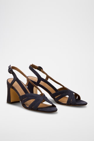 Sandali con tacco in pelle scamosciata Madeleine - Navy
