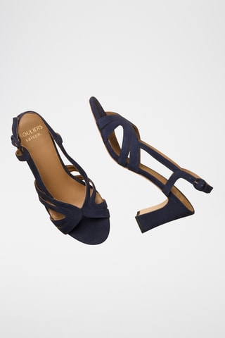 Sandali con tacco in pelle scamosciata Madeleine - Navy