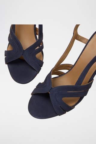 Sandali con tacco in pelle scamosciata Madeleine - Navy