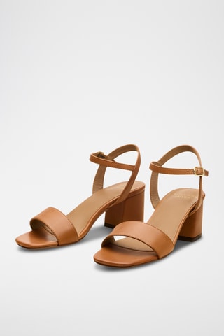 Sandali con zeppa in pelle Léopoldine - Cammello