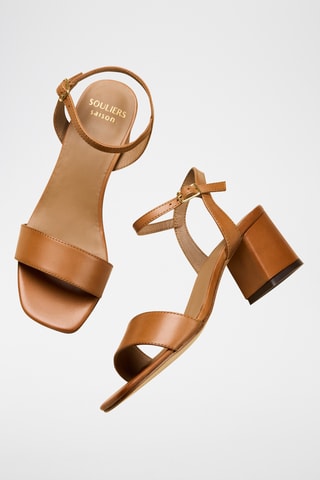 Sandali con zeppa in pelle Léopoldine - Cammello