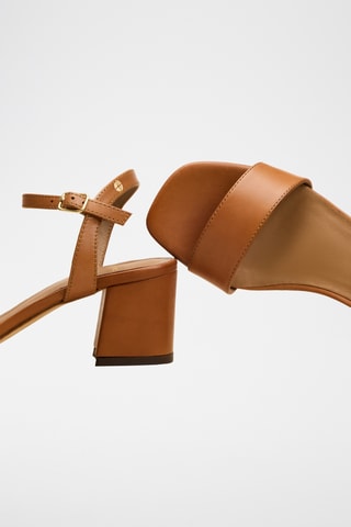 Sandali con zeppa in pelle Léopoldine - Cammello