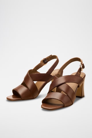 Sandali con tacco in pelle Joséphine - Marrone