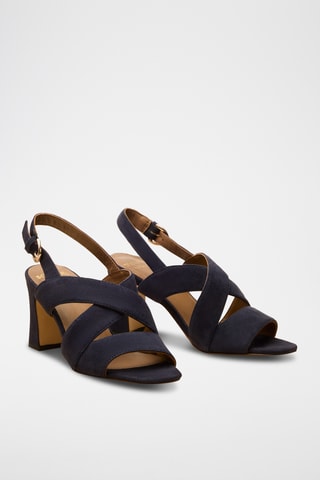 Sandali con tacco in pelle scamosciata Joséphine - Navy