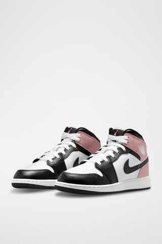 Air Jordan 1 Mid (GS) en cuir - Blanc et rose