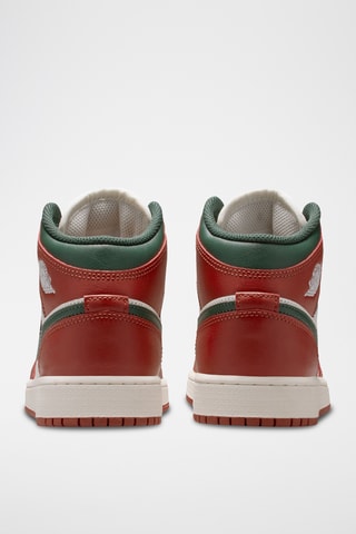 Air Jordan 1 Mid en cuir - Ecru et rouge
