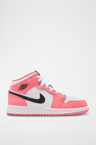Air Jordan 1 Mid en cuir - Rose et blanc