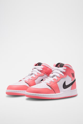 Air Jordan 1 Mid en cuir - Rose et blanc