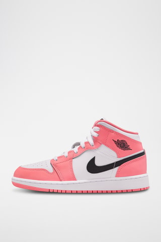 Air Jordan 1 Mid en cuir - Rose et blanc