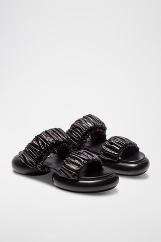 Sandales plateformes en cuir de veau - Noir