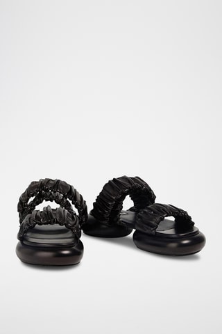 Sandales plateformes en cuir de veau - Noir
