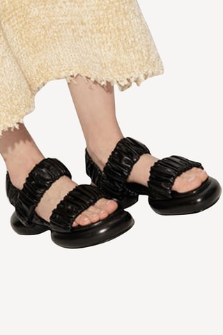 Sandales plateformes en cuir de veau - Noir