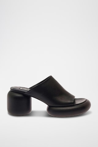 Mules à talons en cuir - Noir