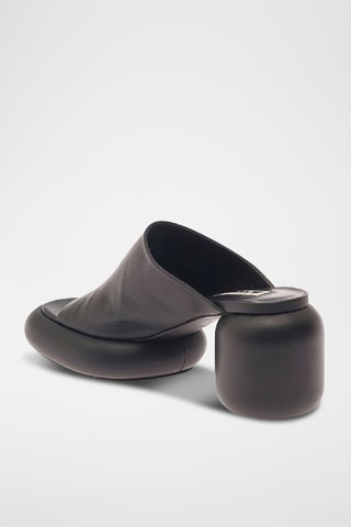 Mules à talons en cuir - Noir