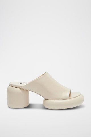 Mules à talons en cuir de veau - Beige