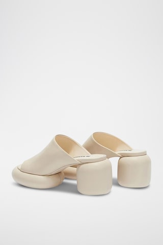 Mules à talons en cuir de veau - Beige