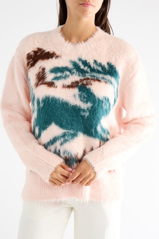 Pull en soie - Rose poudré et vert émeraude