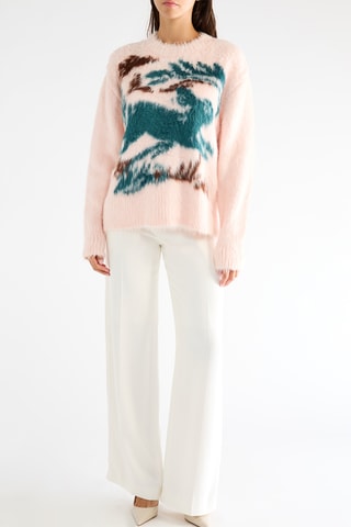 Pull en soie - Rose poudré et vert émeraude