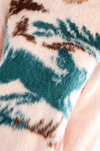 Pull en soie - Rose poudré et vert émeraude