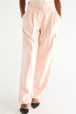 Pantalon en soie taille haute - Rose