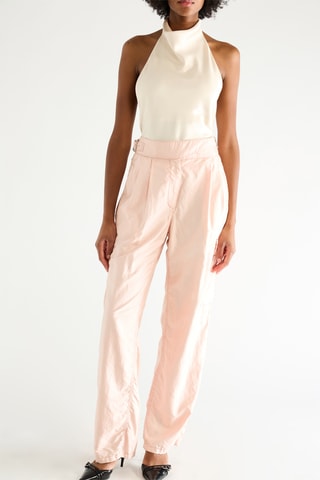 Pantalon en soie taille haute - Rose