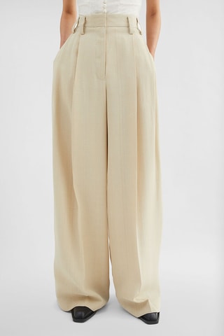 Pantalon taille haute - Beige
