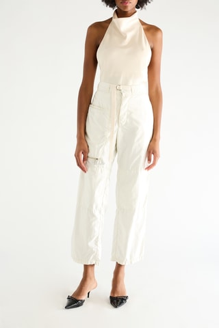Pantalon taille haute en soie - Blanc