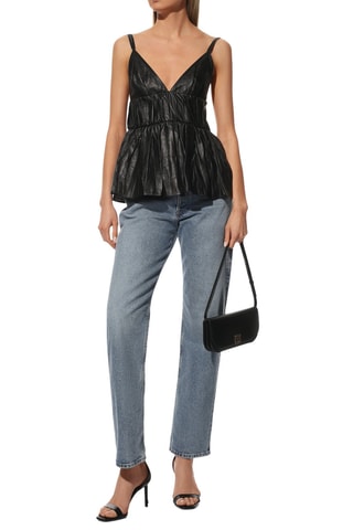Top en cuir - Noir