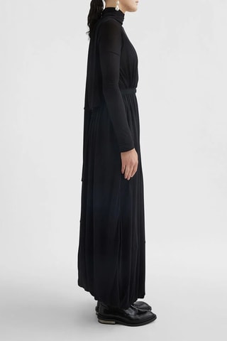 Robe drapée en soie - Noir