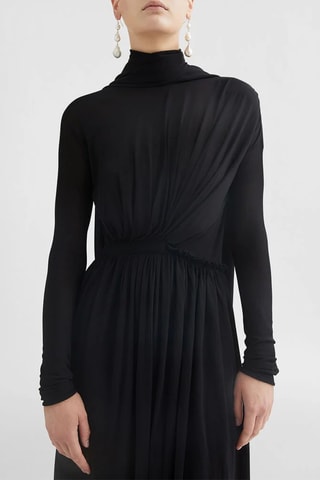 Robe drapée en soie - Noir