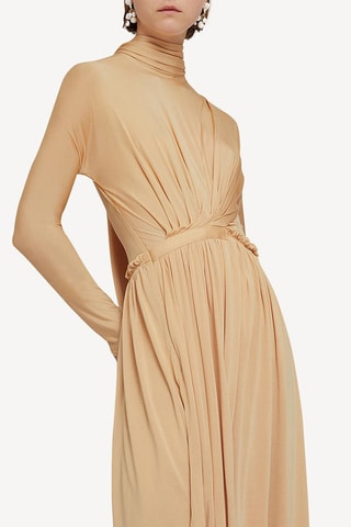 Robe drapée en soie - Saumon