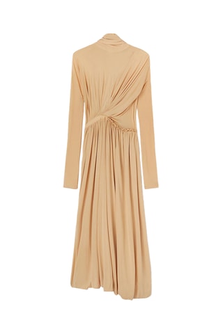 Robe drapée en soie - Saumon