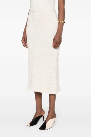 Jupe droite en laine vierge taille haute - Blanc