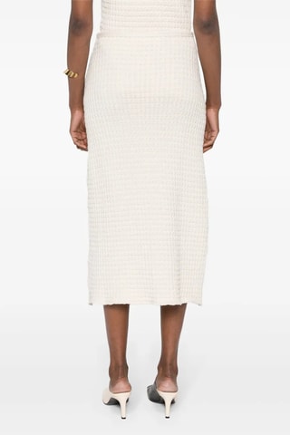 Jupe droite en laine vierge taille haute - Blanc