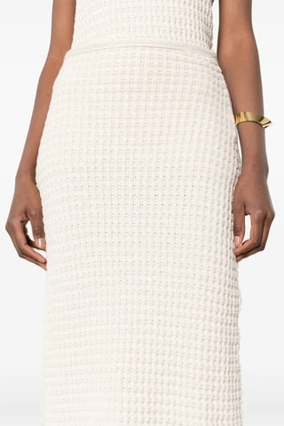 Jupe droite en laine vierge taille haute - Blanc