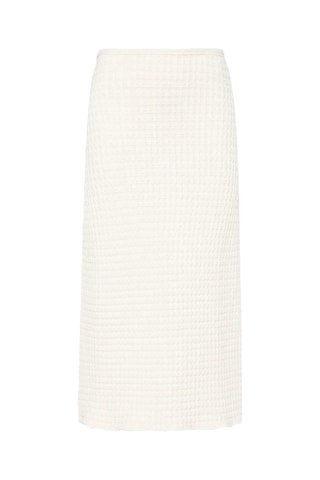Jupe droite en laine vierge taille haute - Blanc