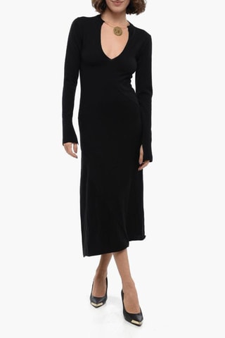 Robe droite en laine vierge - Noir
