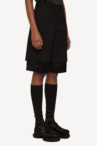 Bermuda trompe-l’œil en laine vierge - Noir