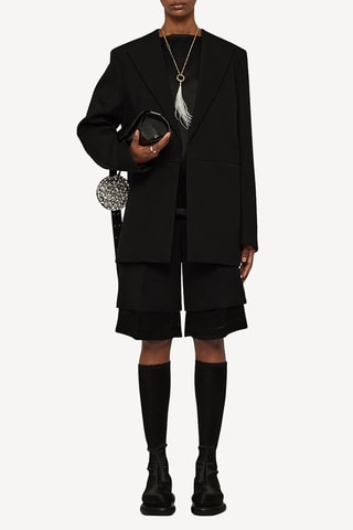 Bermuda trompe-l’œil en laine vierge - Noir