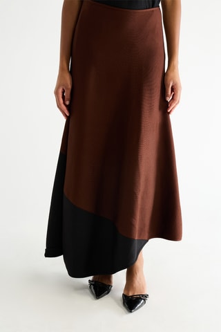 Jupe longue taille haute - Marron