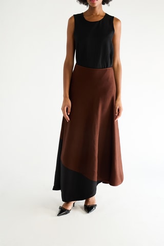 Jupe longue taille haute - Marron